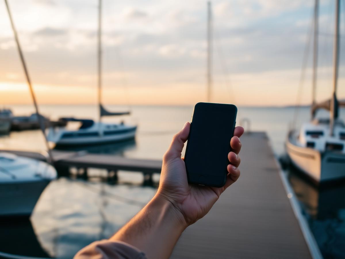 Ricerca di un professionista nautico da smartphone al porto